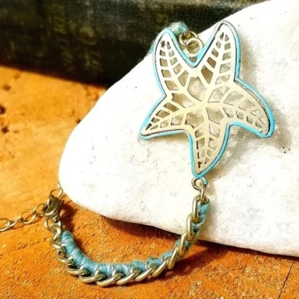 3/$25 Metal Starfish Link and Corded bracelet